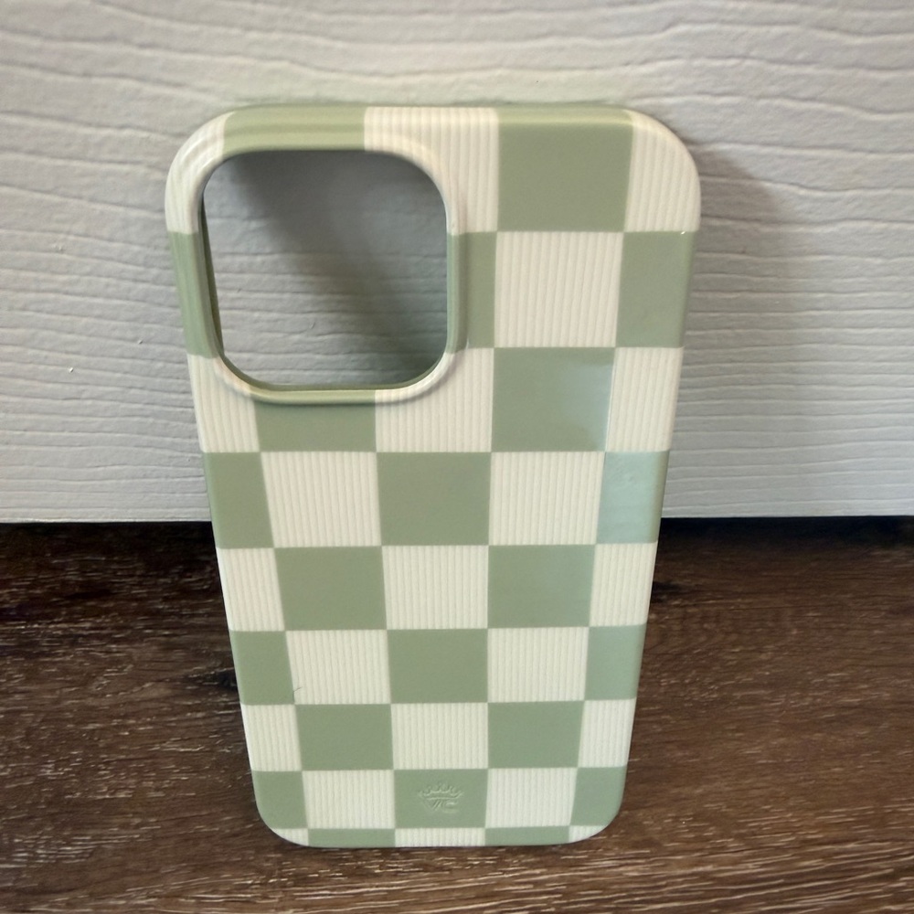 NIB Velvet Caviar Pistachio Checkered iPhone 13 ProMax Case & Screen Protector - Picture 5 of 11